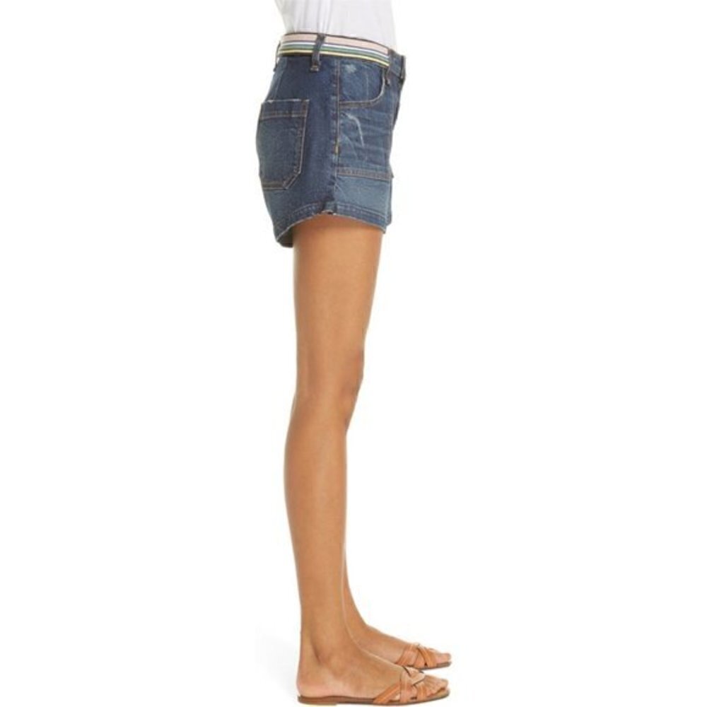 Veronica Beard Zynan Stripe Waist Denim Shorts Size 24 - Picture 2 of 9